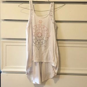 White Hi-low tank top